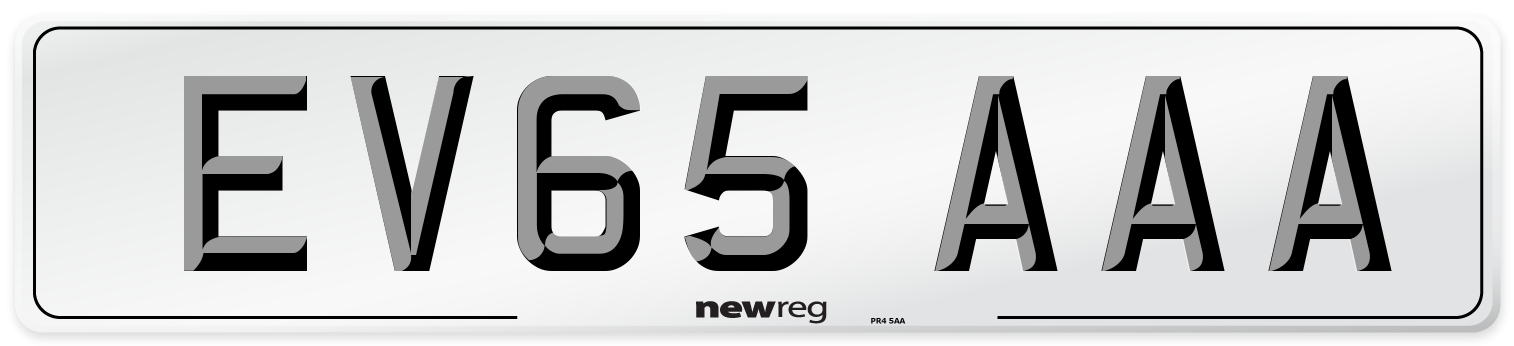EV65 AAA Number Plate from New Reg